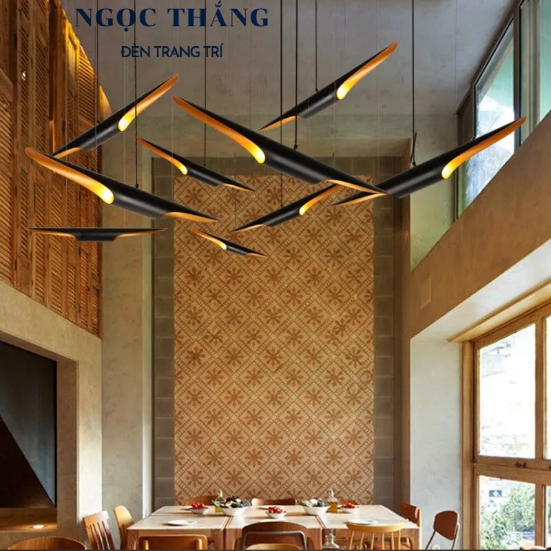 Đèn Thả Trần Trang Trí Phòng Khách Bàn Ăn Quán Cafe Led Vàng 8W 220V TCF24 Ngọc Thắng Kèm 2 bóng G45 - Ảnh 8