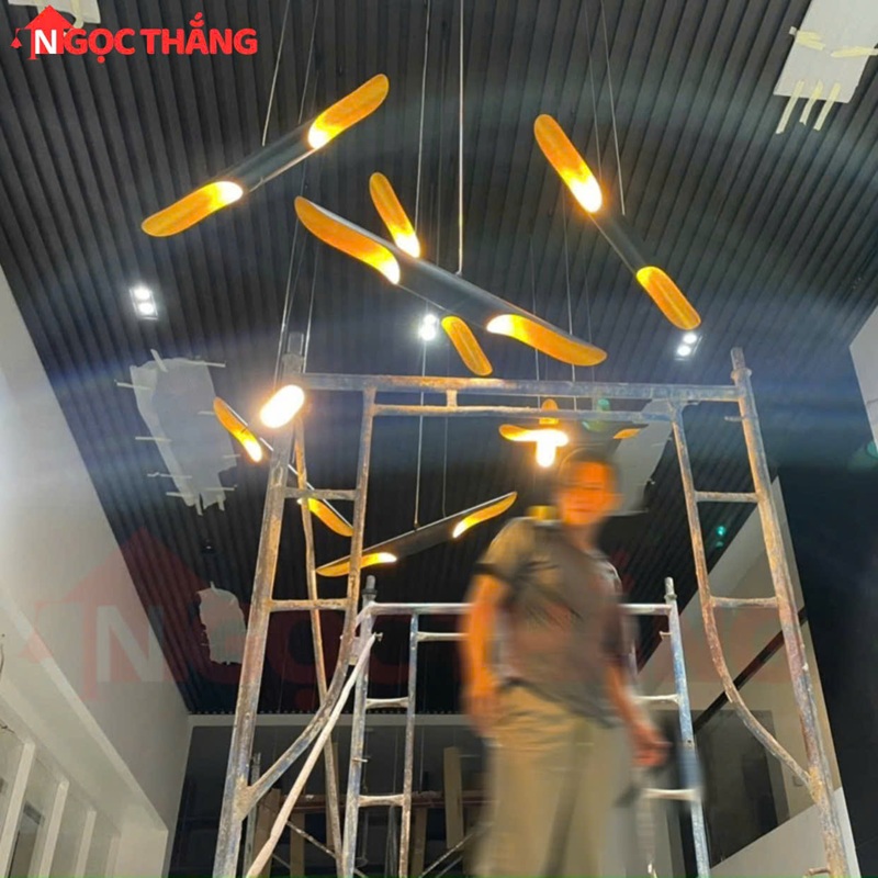 Đèn Thả Trần Trang Trí Phòng Khách Bàn Ăn Quán Cafe Led Vàng 8W 220V TCF24 Ngọc Thắng Kèm 2 bóng G45 - Ảnh 3