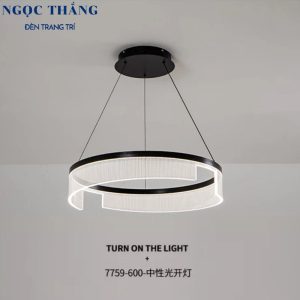 Đèn thả vòng Led 60Cm trang trí phòng khách bàn ăn Led 3 chế độ màu TH8299 76W Ngọc Thắng - Ảnh 3