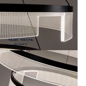 Đèn thả vòng Led 60Cm trang trí phòng khách bàn ăn Led 3 chế độ màu TH8299 76W Ngọc Thắng - Ảnh 5
