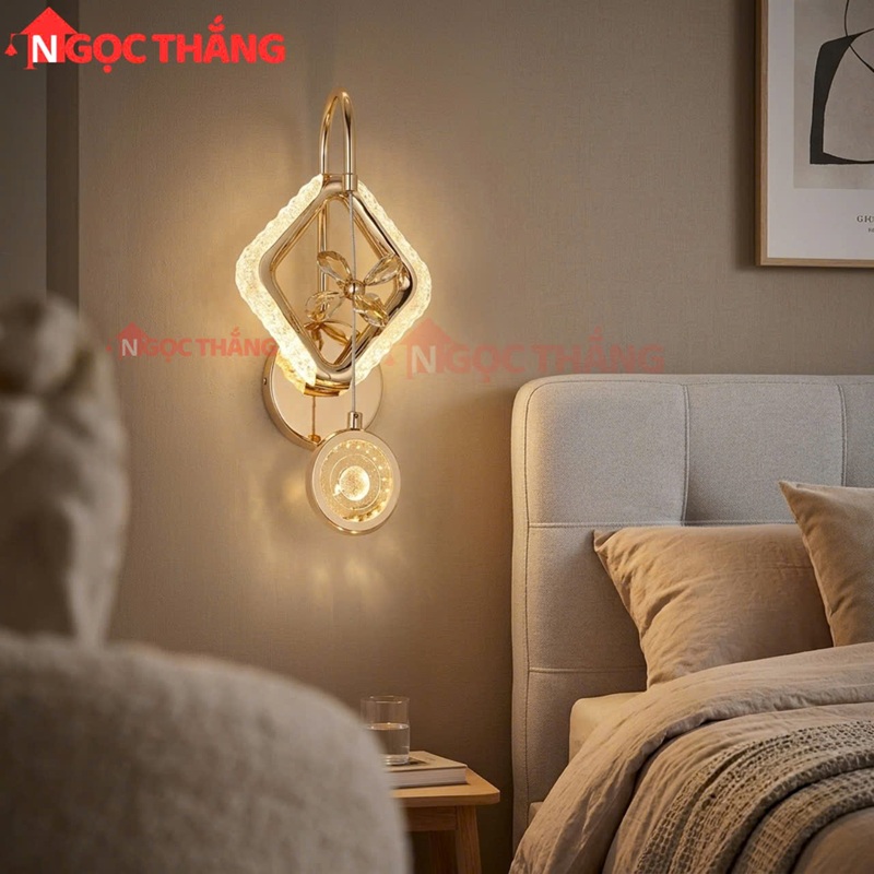 Đèn treo tường Hình Vuông trang trí phòng khách phòng ngủ Led 3 màu 8W VB112 220V Ngọc Thắng