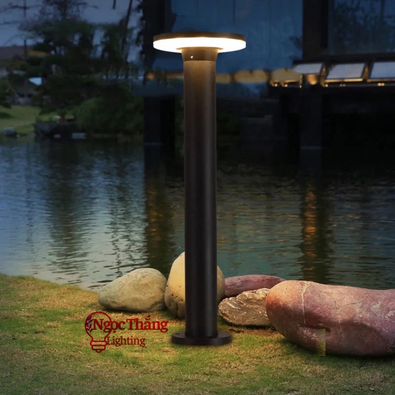 Đèn trụ sân vườn 60cm năng lượng mặt trời trang trí ngoài trời Led 3 màu 12w 220V SV6612 Ngọc Thắng - Ảnh 2