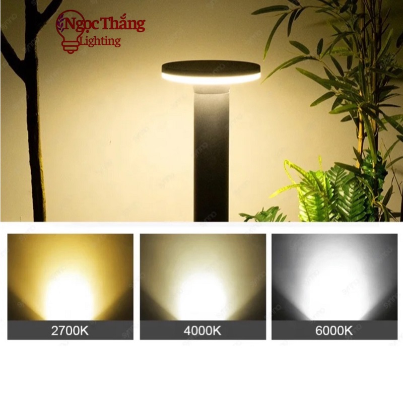 Đèn trụ sân vườn 60cm năng lượng mặt trời trang trí ngoài trời Led 3 màu 12w 220V SV6612 Ngọc Thắng - Ảnh 10