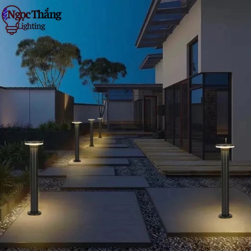 Đèn trụ sân vườn 60cm năng lượng mặt trời trang trí ngoài trời Led 3 màu 12w 220V SV6612 Ngọc Thắng - Ảnh 6