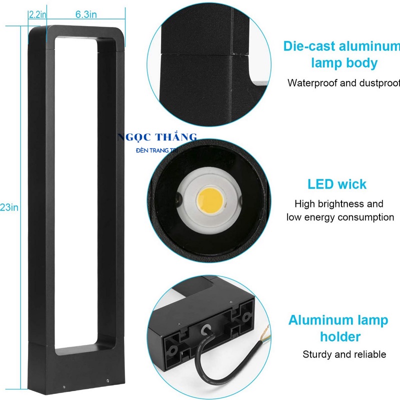 Đèn trụ sân vườn ngoài trời chống nước cao 60Cm Led 12W 220V VNT6610 Ngọc Thắng - Ảnh 14