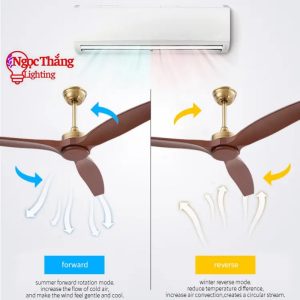 Alternative view of Quạt Trần 3 Cánh Gỗ Trang Trí Sảnh Phòng Khách Cao Cấp QT32 Ngọc Thắng (Kèm remote điều khiển từ xa)
