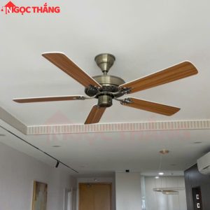 Quạt Trần 5 Cánh Gỗ 127Cm Trang Trí Phòng Khách Cao Cấp VF604 Ngọc Thắng (Kèm remote điều khiển)