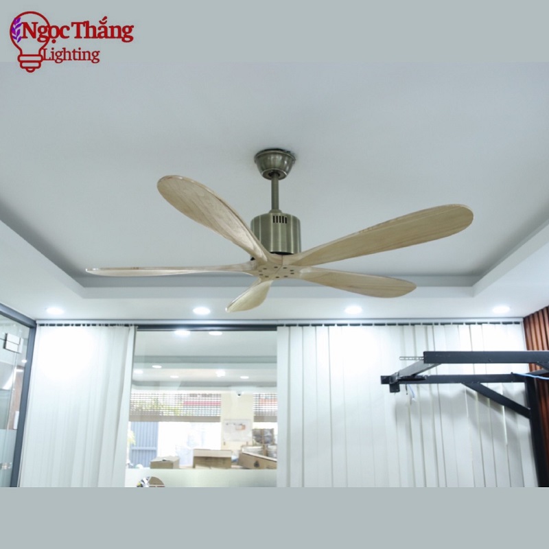 Quạt Trần 5 Cánh Gỗ Trang Trí Phòng Khách Bảo Hành 5 Năm VF611 Ngọc Thắng Kèm Remote - Ảnh 3