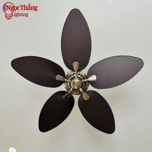 Alternative view of Quạt Trần 5 Cánh Lá Cọ Trang Trí Sảnh Phòng Khách Cao Cấp QT5228 Ngọc Thắng Kèm Remote