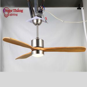 Quạt Trần Đèn Led 3 Cánh Gỗ 132cm Trang Trí Sảnh Phòng Khách Cao Cấp QT42 Ngọc Thắng Kèm remote