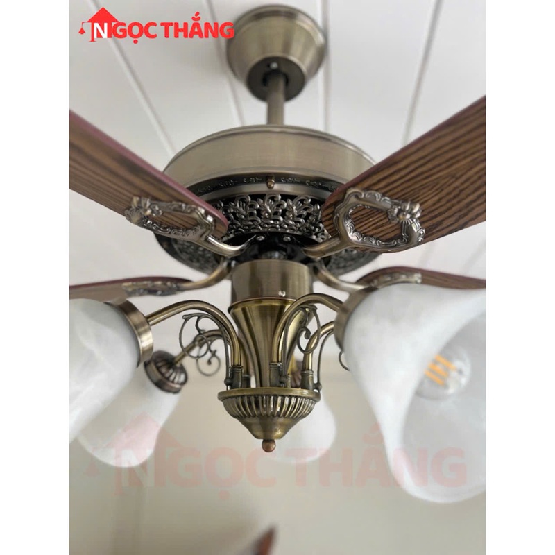 Quạt Trần Đèn 5 Cánh Gỗ 130cm Trang Trí Phòng Khách Cao Cấp QT5214 Ngọc Thắng (Kèm điều khiển) - Ảnh 8