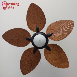 Alternative view of Quạt Trần Đèn 5 Cánh Lá Cọ Trang Trí Phòng Khách Bảo Hành 5 Năm VF49/236 Led Ngọc Thắng Kèm Remote