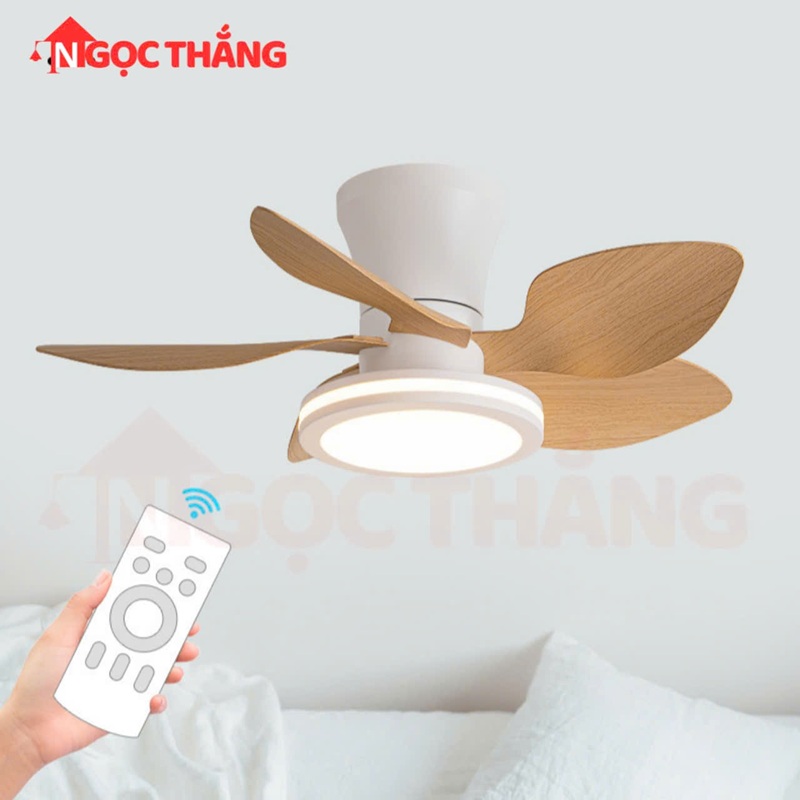 Quạt Trần Đèn 5 Cánh Nhựa ABS 70cm Cao 24cm Trang Trí Phòng Khách Phòng Ngủ VF907 Ngọc Thắng