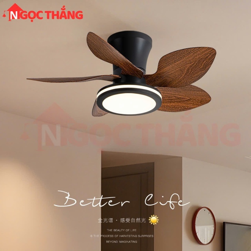 Quạt Trần Đèn 5 Cánh Nhựa ABS 70cm Cao 24cm Trang Trí Phòng Khách Phòng Ngủ VF908 Ngọc Thắng