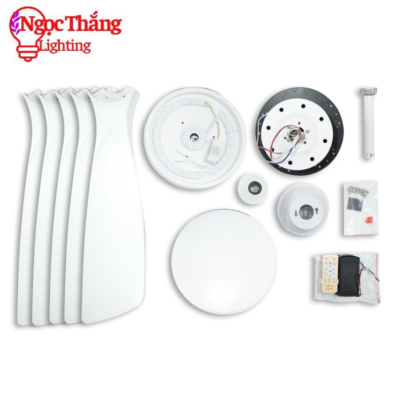 Quạt Trần Đèn 5 Cánh Trang Trí Sảnh Phòng Khách Cao Cấp Led 3 Chế Độ Màu VF96 Ngọc Thắng (Kèm remote điều khiển từ xa) - Ảnh 2