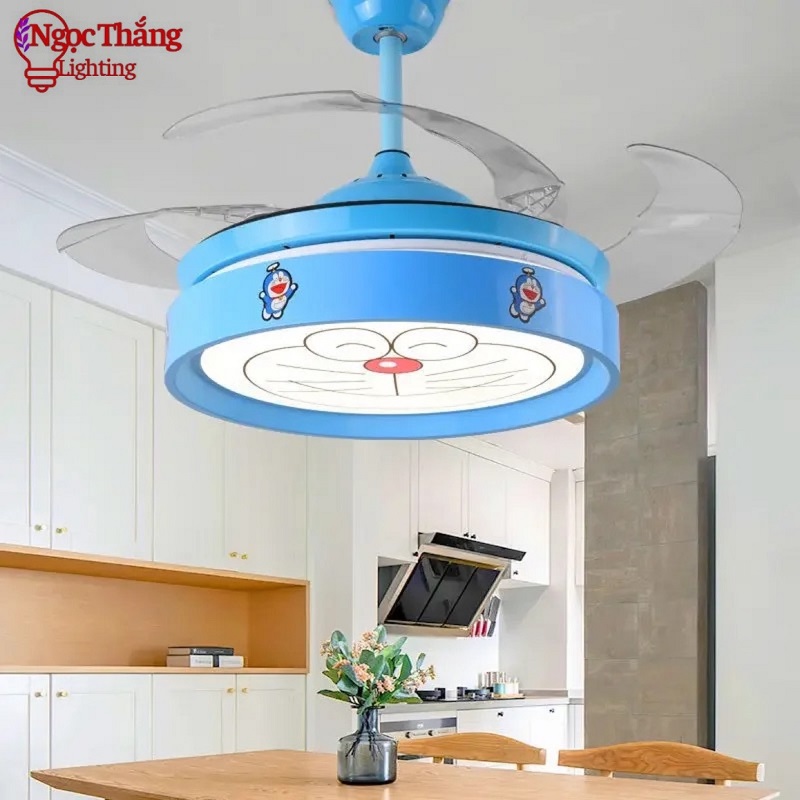 Quạt Trần Đèn Doraemon Cánh Cụp Xòe Trang Trí Phòng Ngủ Cho Bé Phòng Khách QT2794 Ngọc Thắng