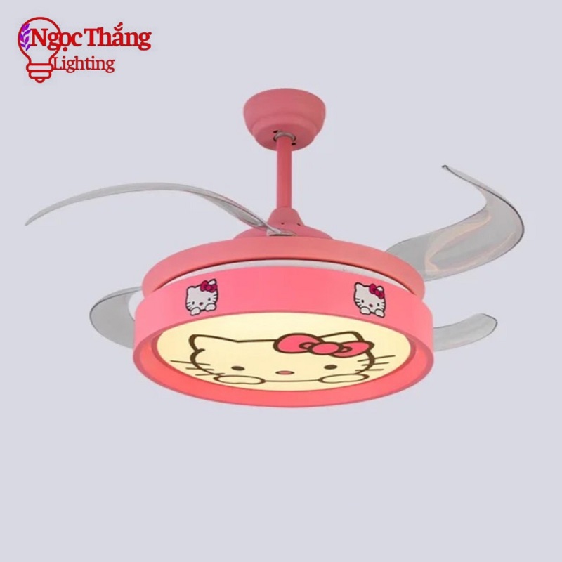 Quạt Trần Đèn Hello Kitty Cánh Cụp Xòe Trang Trí Phòng Ngủ Cho Bé Phòng Khách QT2795 Ngọc Thắng - Ảnh 9