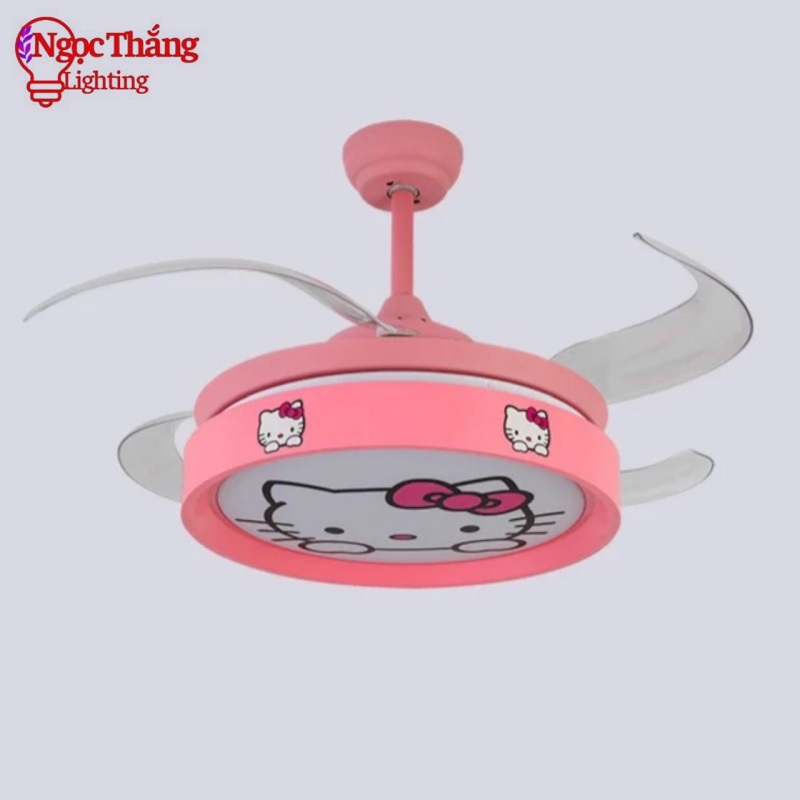 Quạt Trần Đèn Hello Kitty Cánh Cụp Xòe Trang Trí Phòng Ngủ Cho Bé Phòng Khách QT2795 Ngọc Thắng - Ảnh 11