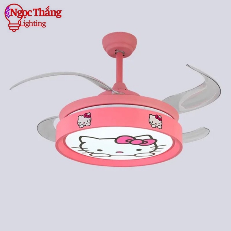 Quạt Trần Đèn Hello Kitty Cánh Cụp Xòe Trang Trí Phòng Ngủ Cho Bé Phòng Khách QT2795 Ngọc Thắng - Ảnh 10
