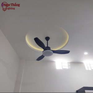 Alternative view of Quạt Trần Đèn Led 3 Cánh Nhựa ABS Trang Trí Sảnh Phòng Khách Cao Cấp VF14/Đen Ngọc Thắng Kèm Remote