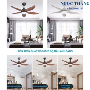 Alternative view of Quạt Trần Đèn Led 5 Cánh Trang Trí Sảnh Phòng Khách Cao Cấp QT195B Ngọc Thắng (Kèm remote điều khiển từ xa)