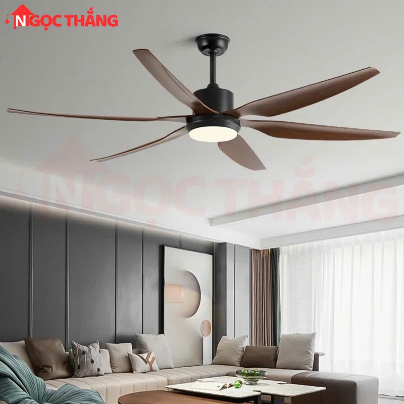 Quạt Trần Đèn Led 6 Cánh 130cm Trang Trí Sảnh Phòng Khách Phòng Ngủ Cao Cấp VF64VF63 Ngọc Thắng