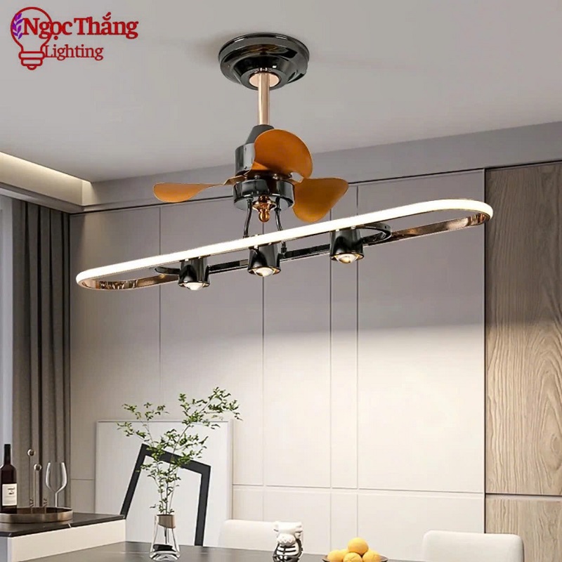 Quạt Trần Đèn Led Hiện Đại Trang Trí Bàn Ăn Phòng Khách Cao Cấp QT1112 Ngọc Thắng