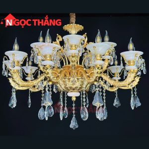 Đèn chùm pha lê chao đá vân mây trang trí phòng khách phòng ngủ khách sạn LED vàng 220V 60W DC6239T15 Ngọc Thắng - Ảnh 6