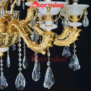 Đèn chùm pha lê chao đá vân mây trang trí phòng khách phòng ngủ khách sạn LED vàng 220V 60W DC6239T15 Ngọc Thắng - Ảnh 12