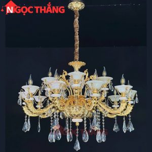 Đèn chùm pha lê chao đá vân mây trang trí phòng khách phòng ngủ khách sạn LED vàng 220V 60W DC6239T15 Ngọc Thắng - Ảnh 11