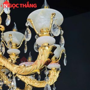 Đèn chùm pha lê chao đá vân mây trang trí phòng khách phòng ngủ khách sạn LED vàng 220V 60W DC6239T15 Ngọc Thắng - Ảnh 4