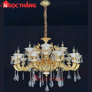 Đèn chùm pha lê chao đá vân mây trang trí phòng khách phòng ngủ khách sạn LED vàng 220V 60W DC6239T15 Ngọc Thắng - Ảnh 10