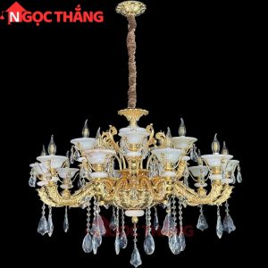 Đèn chùm pha lê chao đá vân mây trang trí phòng khách phòng ngủ khách sạn LED vàng 220V 60W DC6239T15 Ngọc Thắng - Ảnh 9