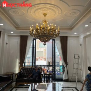 Đèn chùm thả đồng trang trí phòng khách phòng thờ sảnh khách sạn trong nhà 220V 140W DCD9918T35 Ngọc Thắng - Ảnh 9