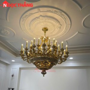 Đèn chùm thả đồng trang trí phòng khách phòng thờ sảnh khách sạn trong nhà 220V 140W DCD9918T35 Ngọc Thắng - Ảnh 8