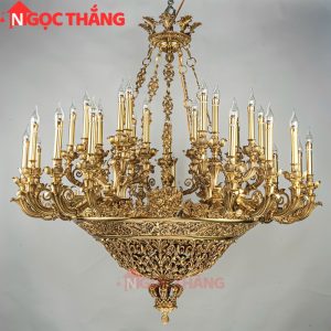 Đèn chùm thả đồng trang trí phòng khách phòng thờ sảnh khách sạn trong nhà 220V 140W DCD9918T35 Ngọc Thắng - Ảnh 4