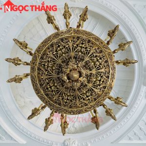 Đèn chùm thả đồng trang trí phòng khách phòng thờ sảnh khách sạn trong nhà 220V 140W DCD9918T35 Ngọc Thắng - Ảnh 5