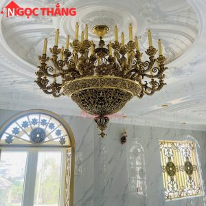 Đèn chùm thả đồng trang trí phòng khách phòng thờ sảnh khách sạn trong nhà 220V 140W DCD9918T35 Ngọc Thắng - Ảnh 16
