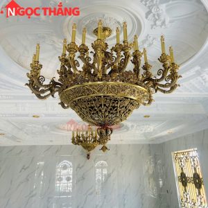 Đèn chùm thả đồng trang trí phòng khách phòng thờ sảnh khách sạn trong nhà 220V 140W DCD9918T35 Ngọc Thắng - Ảnh 15