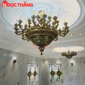 Đèn chùm thả đồng trang trí phòng khách phòng thờ sảnh khách sạn trong nhà 220V 140W DCD9918T35 Ngọc Thắng - Ảnh 14