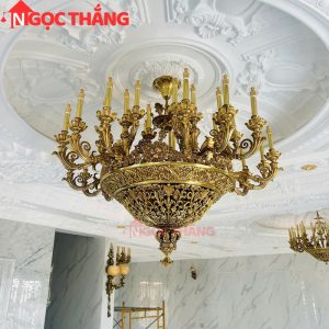 Đèn chùm thả đồng trang trí phòng khách phòng thờ sảnh khách sạn trong nhà 220V 140W DCD9918T35 Ngọc Thắng - Ảnh 13