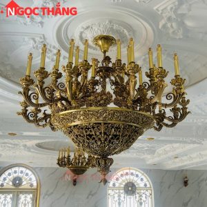Đèn chùm thả đồng trang trí phòng khách phòng thờ sảnh khách sạn trong nhà 220V 140W DCD9918T35 Ngọc Thắng - Ảnh 12