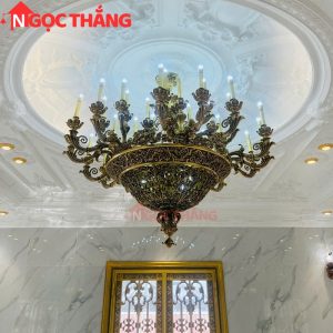 Đèn chùm thả đồng trang trí phòng khách phòng thờ sảnh khách sạn trong nhà 220V 140W DCD9918T35 Ngọc Thắng - Ảnh 11