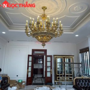 Đèn chùm thả đồng trang trí phòng khách phòng thờ sảnh khách sạn trong nhà 220V 140W DCD9918T35 Ngọc Thắng - Ảnh 10