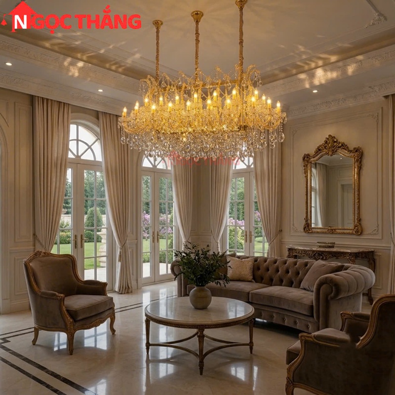 Đèn chùm thả trần cổ điển trang trí phòng khách sảnh khách sạn trong nhà 176W 220V DC5263N44 Ngọc Thắng