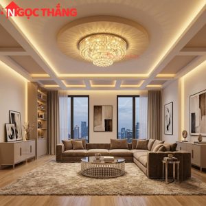 Alternative view of Đèn ốp trần pha lê 80cm cổ điển trang trí phòng khách LED 3 màu 220V OTPL40405T80 Ngọc Thắng