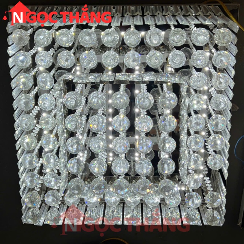Đèn ốp trần pha lê 80cm cổ điển trang trí phòng khách LED 3 màu 220V OTPL40406V80 Ngọc Thắng - Ảnh 6