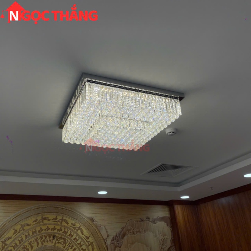 Đèn ốp trần pha lê 80cm cổ điển trang trí phòng khách LED 3 màu 220V OTPL40406V80 Ngọc Thắng - Ảnh 4