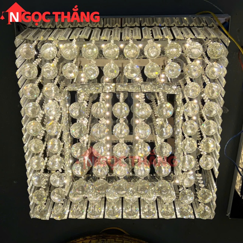 Đèn ốp trần pha lê 80cm cổ điển trang trí phòng khách LED 3 màu 220V OTPL40406V80 Ngọc Thắng - Ảnh 5