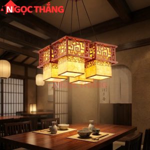 Alternative view of Đèn ốp trần gỗ trang trí phòng khách phòng thờ quán ăn nhà hàng 220V 48W OTG01 Ngọc Thắng